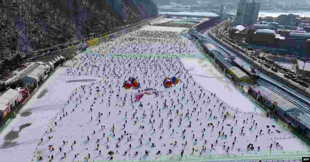 The Hwacheon ice fishing festival in Hwacheon, northeast of Seoul, South Korea