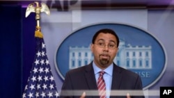 Education Secretary John King speaks during a September briefing at the White House. (AP Photo/Susan Walsh)