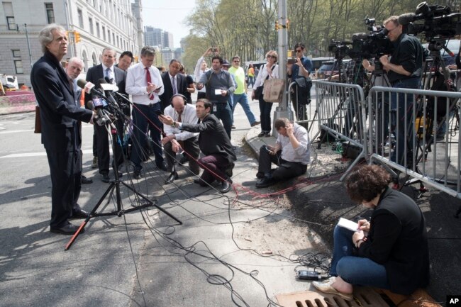 J. Michael Dowling, attorney for Najibullah Zazi, speaks to reporters after his sentencing outside federal court in Brooklyn New York, May 2, 2019.