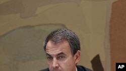 Spanish Prime Minister Jose Luis Rodriguez Zapatero attends a meeting to discuss security issues after the killing of Osama Bin Laden, at Moncloa palace in Madrid, May 3, 2011