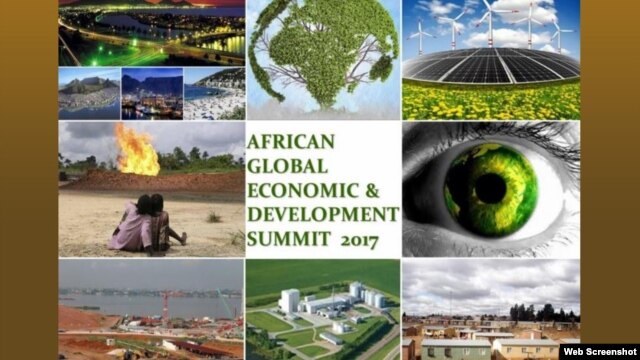 A screenshot shows a portion of the home page for the African Global Economic and Development Summit.