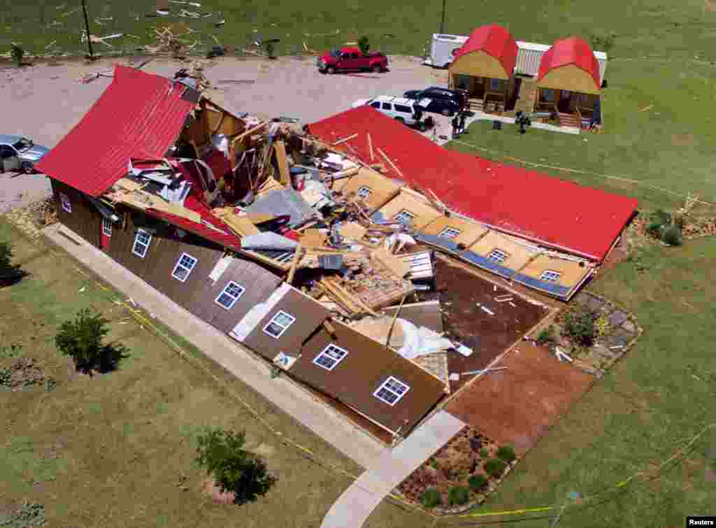 The Rustic Barn, an event hall, is damaged after a tornado went through Canton, Texas, April 30, 2017.