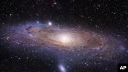 The Andromeda galaxy as seen by the Hubble Space Telescope.