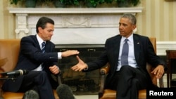 Tổng thống Hoa Kỳ Barack Obama (phải) và Tổng thống Mexico Enrique Pena Nieto hội đàm tại Tòa Bạch Ốc, 6/1/15