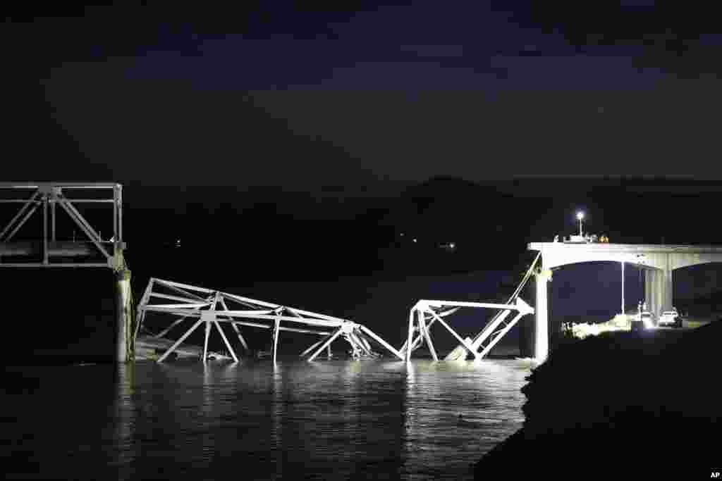 The Interstate 5 bridge after it collapsed into the Skagit River dumping vehicles and people into the water in Mount Vernon, Washington, May 23, 2013.