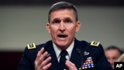 Retired Lieutenant General Michael Flynn, seen in this 2014 file photo, will join Drone Aviation Holding Corp as vice chairman of its board of directors. Flynn has been advising Republican presidential front-runner Donald Trump informally on foreign policy.