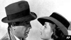 Humphrey Bogart and Ingrid Bergman in an iconic scene from the classic love story, 'Casablanca.'