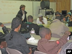 Deborah Estell, teacher and coordinator of the Omega Leadership Academy, conducts a class.