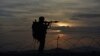 A Pakistani border security guard stands alert at Pakistan-Afghanistan border post, Chaman in Pakistan, May 5, 2017. The U.S. recently decided to withhold $50 million in military aid to Pakistan for failing to do enough against the Haqqani network.