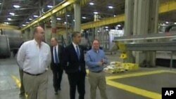 President Barack Obama visiting a U.S. factory