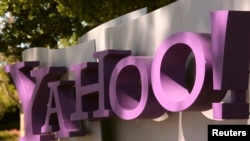 FILE - A Yahoo sign is displayed at the company's headquarters in Sunnyvale, California.