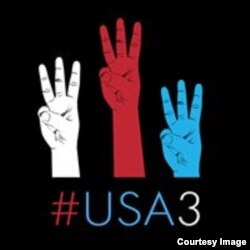 북한에 억류된 미국인 3인의 석방을 초구하는 'Free USA3' 캠페인 로고.