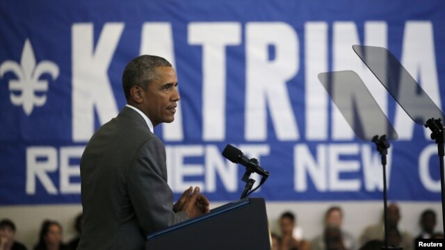 El presidente Barack Obama pronuncia discurso en nuevo Centro Comunitario del Lower Ninth Ward en Nueva Orleans, Luisiana.