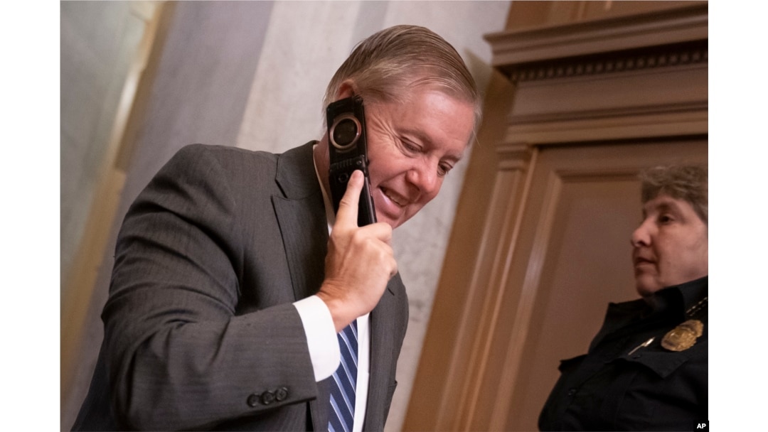 FILE - Senate Judiciary Committee Chairman Lindsey Graham, R-S.C., arrives at the Capitol on the morning after House and Senate negotiators worked out a border security compromise hoping to avoid another government shutdown, in Washington, Feb. 12, 2019.