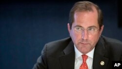 FILE - Health and Human Services Secretary Alex Azar speaks during an interview with The Associated Press in New York, Sept. 12, 2018. 