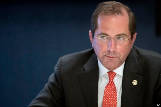 FILE - Health and Human Services Secretary Alex Azar speaks during an interview with The Associated Press in New York, Sept. 12, 2018.