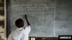 Congolese boy at school in Kitschoro