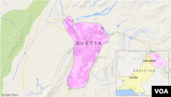 Bản đồ khu vực Quetta, Pakistan.