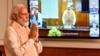 印度总理莫迪在新德里举行内阁成员视频会议时为中印边界冲突中丧生的印度士兵默哀两分钟。（2020年6月17日）