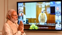 印度总理莫迪在新德里举行内阁成员视频会议时为中印边界冲突中丧生的印度士兵默哀两分钟。（2020年6月17日）