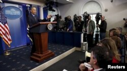 U.S. President Barack Obama holds his end of the year news conference at the White House in Washington, Dec. 18, 2015. 