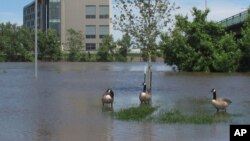Imagen de inundaciones del río Cedar en Iowa de 2013. Cedar Rapids es la segunda ciudad más grande de Iowa, con alrededor de 130.000 habitantes.
