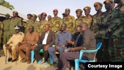 South Sudan First Vice President Taban Deng Gai with soldiers (handout photo).