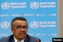 Director-General of the World Health Organization (WHO) Tedros Adhanom Ghebreyesus attends a news conference at the organization's headquarters in Geneva, Switzerland, May 14, 2018.