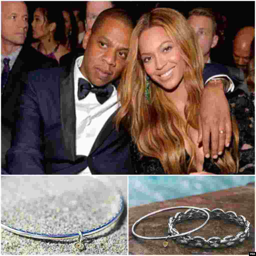 Beyoncé ganhou do marido Jay-Z um bracelete com um cadeado da marca Tacori, no valor de 2,300 dólares, que só pode ser aberto com uma chave em forma de coração.