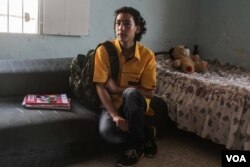 Nidal, 15, dreams of becoming an engineer. He has not been able to attend full-time education since he fled Syria with his family in 2011, Beirut, Lebanon, Sept. 17, 2015. (VOA / J. Owens)