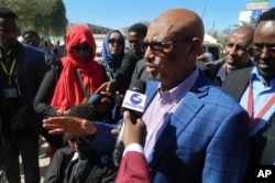 Opposition candidate Feisal Ali Warabe addresses the media after casting his vote in the presidential election in Hargeisa, in the semi-autonomous region of Somaliland, Nov. 13, 2017.