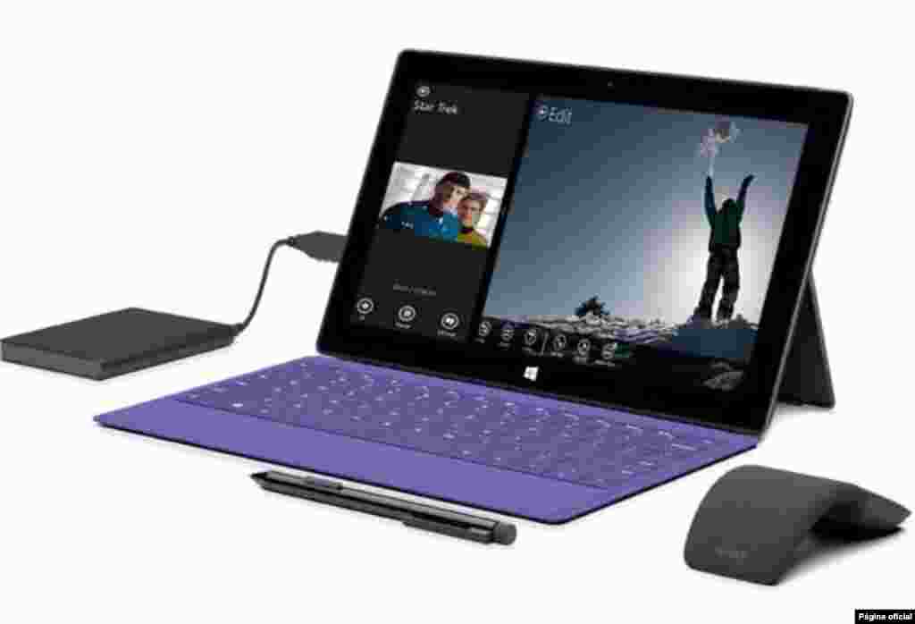O Microsoft Surface é um tablet com teclado adaptado, que segundo a Microsoft substitui perfeitamente os computadores portáteis. Com entrada USB; 32 GB e 64 GB; 16:9 (ecrã panorâmico); Resolução 1366 x 768; 2 GB de RAM