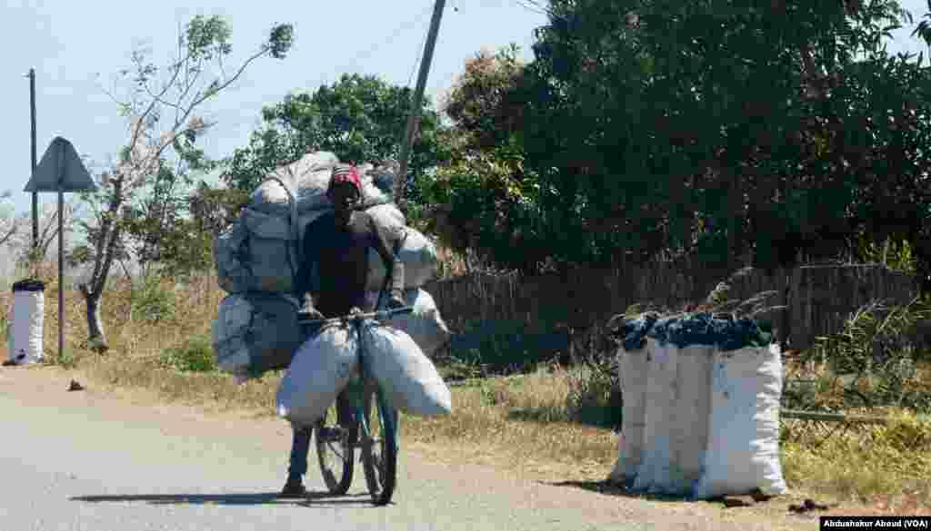 Biashara ya mkaa katika barabara inayoelekea Palma, Msumbiji