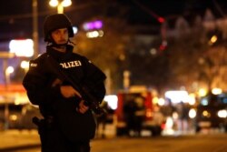 Police blocks a street near Schwedenplatz square after exchanges of gunfire in Vienna, Austria November 2, 2020
