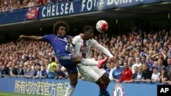 Wilfried Zaha lors d'un match de la Premier League au stade de Londres, en Angleterre, le 29 août 2015.