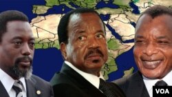 Le Congolais Joseph Kabila, le Camerounais Paul Biya et son homologue de Brazzaville Denis Sassou Nguesso.