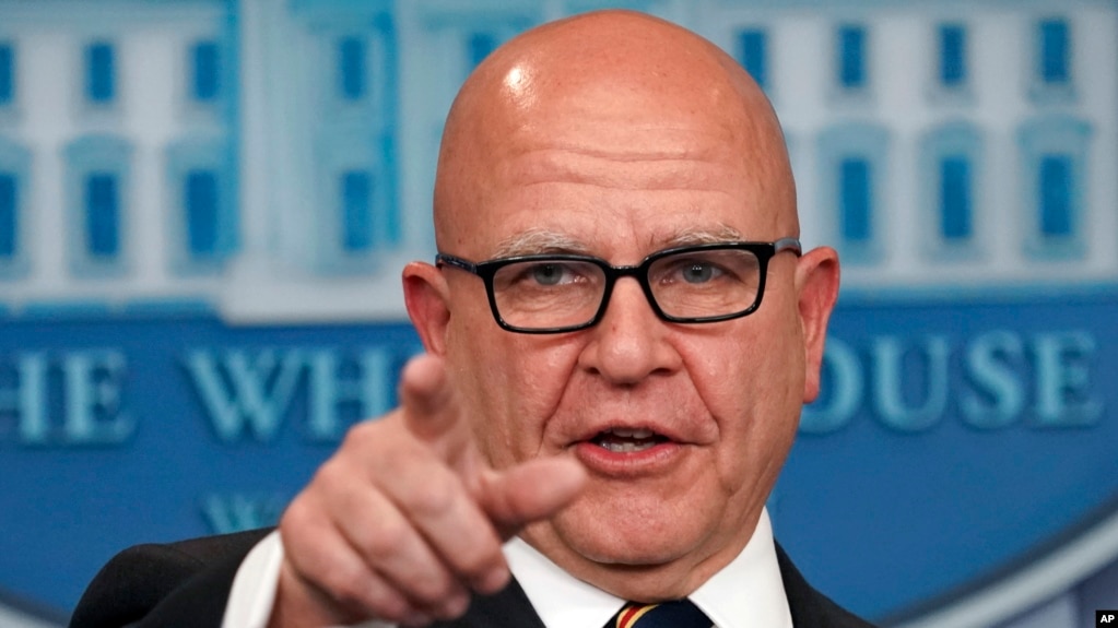 FILE - National security adviser H.R. McMaster gestures as he answers questions from reporters during the daily briefing at the White House, Nov. 2, 2017.
