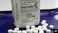 FILE - OxyContin pills, an opioid drug, are seen at a U.S. pharmacy, Feb. 19, 2013. 