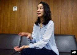 Shiori Ito, a journalist, who says she was raped by a prominent TV newsman in 2015, talks about her ordeal and the need for more awareness and support for the victims in Japan, during an interview in Tokyo, Oct. 27, 2017.