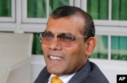 Former Maldives President Mohamed Nasheed is pictured during an interview with Associated Press in Colombo, Sri Lanka, Feb. 2, 2018.