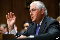 Secretary of State Rex Tillerson testifies on Capitol Hill in Washington, June 13, 2017, before the Senate Foreign Relations Committee.