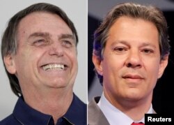 브라질 대선에 출마한 자이르 보우소나루 후보와 페르난두 아다지 노동자당 후보.