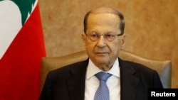 FILE - Lebanese President Michel Aoun is seen at the presidential palace in Baabda, Lebanon, Nov. 7, 2017. 