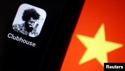 The social audio app Clubhouse is pictured near a star on the Chinese flag in this illustration picture taken February 8, 2021. (REUTERS/Florence Lo/Illustration)