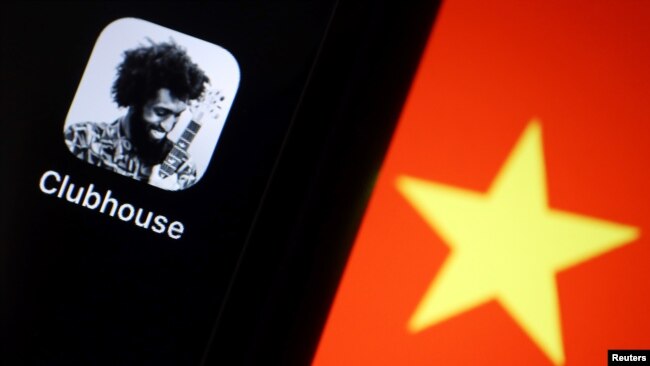 The social audio app Clubhouse is pictured near a star on the Chinese flag in this illustration picture taken February 8, 2021. (REUTERS/Florence Lo/Illustration)