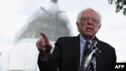 U.S. Sen. Bernard Sanders (I-VT) speaks on his agenda for America during a news conference on Capitol Hill in Washington, D.C., April 30, 2015. 