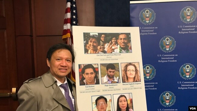 Ông Nguyễn Đình Thắng, Chủ tịch BPSOS tại buổi họp báo của USCIRF tại Quốc hội Hoa Kỳ, ngày 6/4/2017.