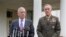 Defense Secretary Jim Mattis, left, accompanied by Joint Chiefs Chairman Gen. Joseph Dunford, right, speaks to members of the media outside the West Wing of the White House in Washington, Sunday, Sept. 3, 2017, regarding the escalating crisis in North Korea's nuclear threats.
