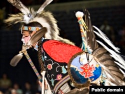 FILE - Pow wow dancer performing at the Smithsonian's National Museum of the American Indian National Pow Wow, Washington, Aug. 11, 2007