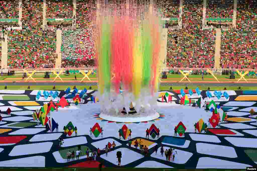 General view inside Yaounde&#39;s Olembe Stadium during the opening ceremony before the matches.